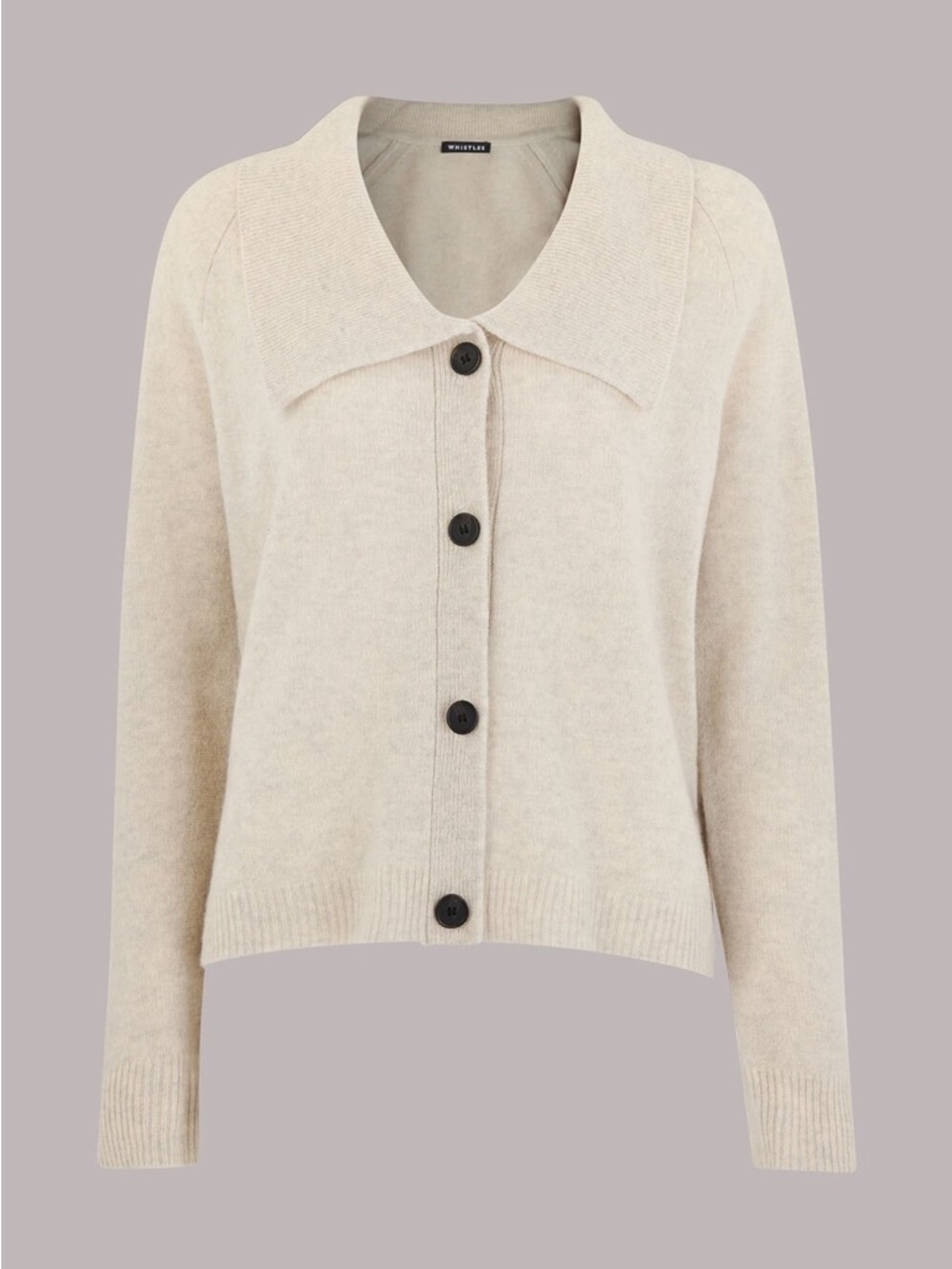 Whistles Neutral Collar Detail 100% Wool‎ Cardigan Sweater size XL